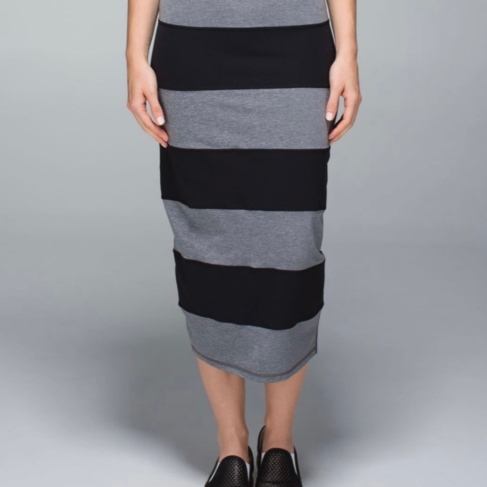 lululemon athletica Black and Gray Striped Maxi Skirt
